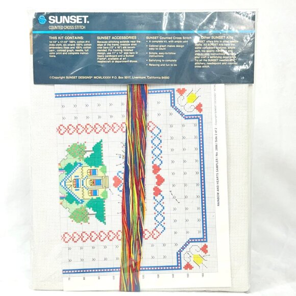 Sunset Counted Cross Stitch Kit "Home Is Where the Heart Is" New/Sealed (1984) - Picture 4 of 6